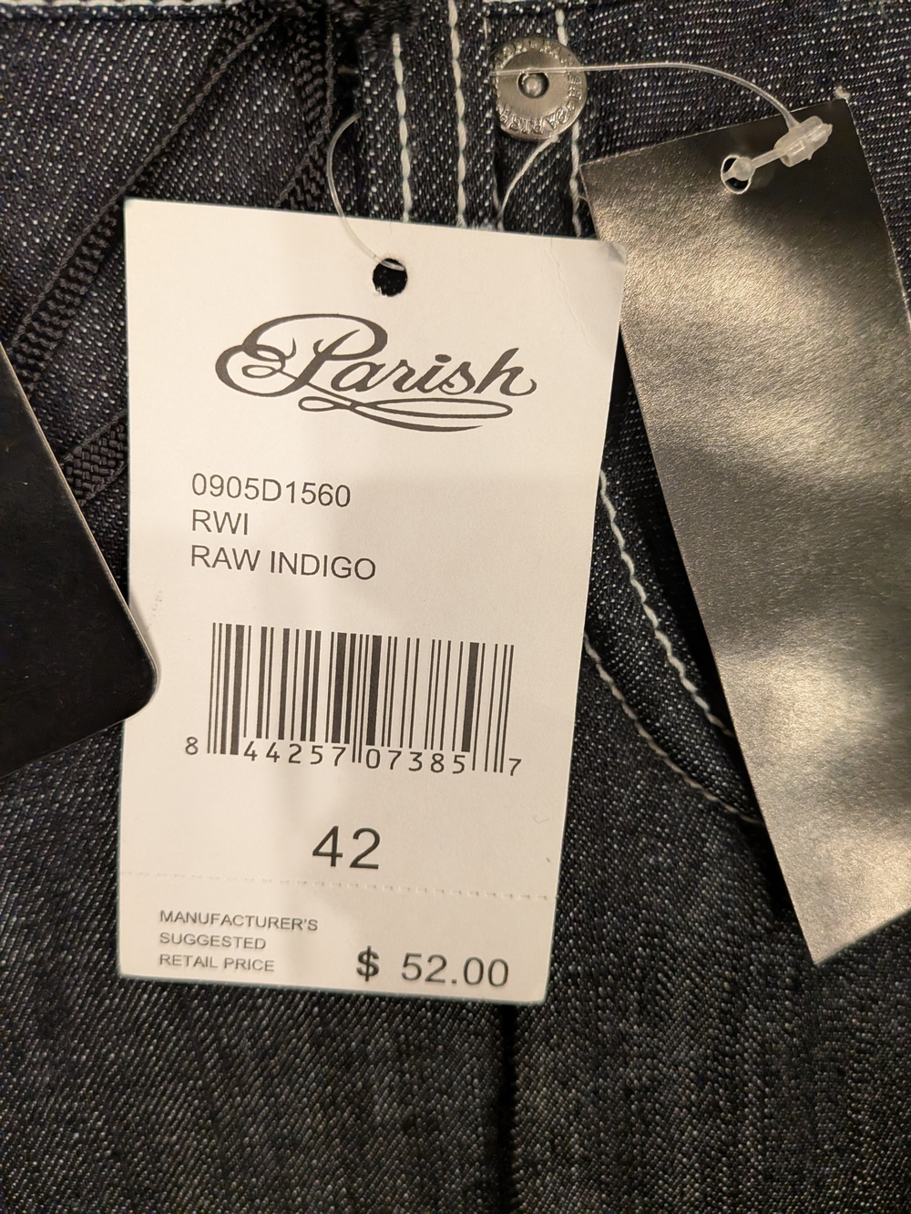 Parish Nation Men’s Black Raw Denim Jean Shorts Classic New Old Stock 42 - Picture 2 of 6
